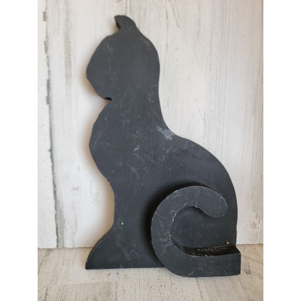 Halloween black cat silhouette wooden cut out unique home decor figure